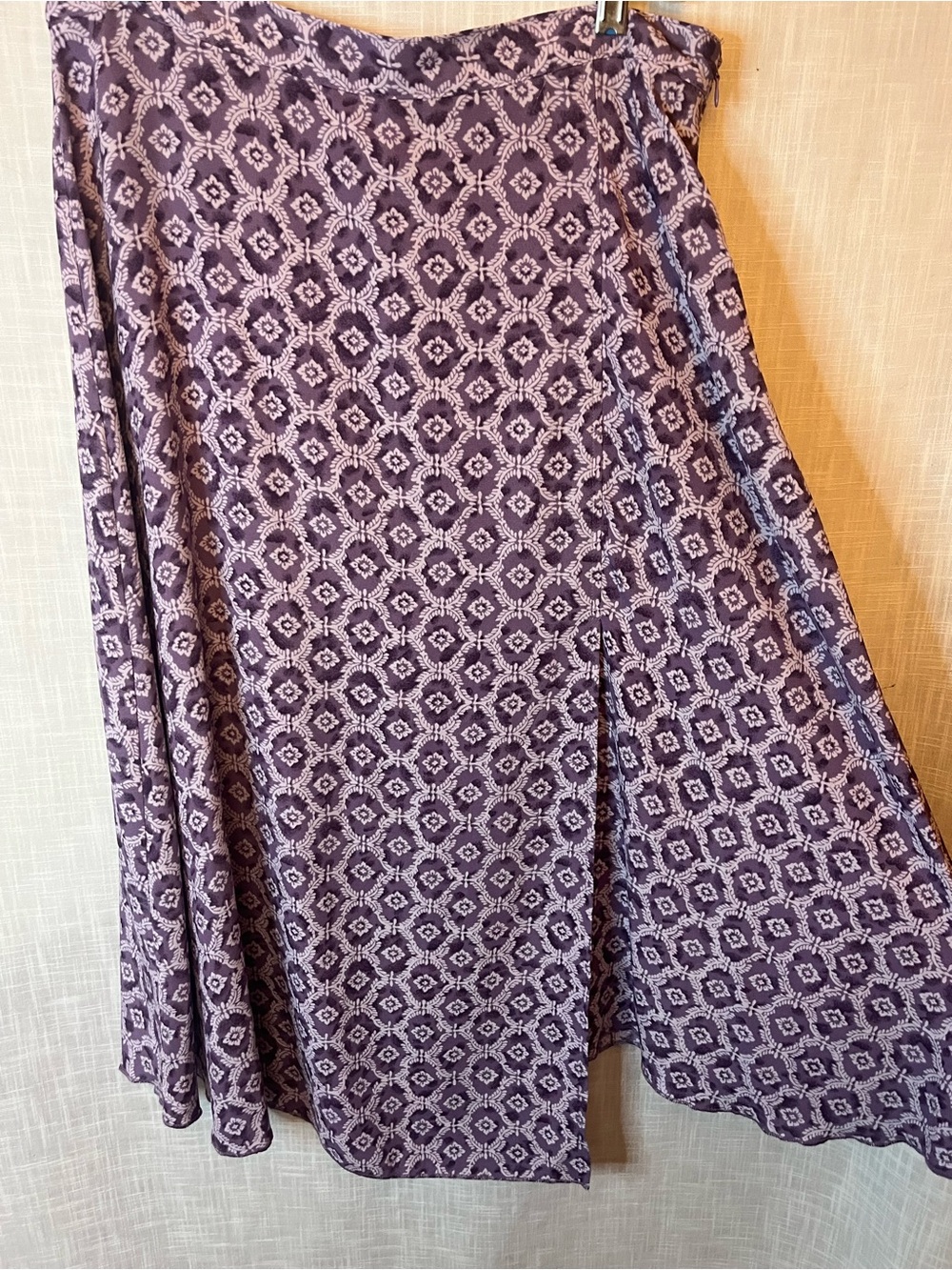 Sag Harbor Lilac purple lightweight geometric floral Midi Skirt modest career